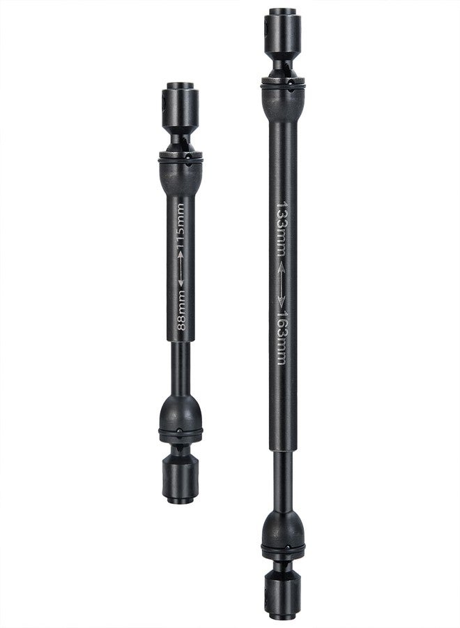 JGGZONE 2Pcs RC Drive Shaft Steel Driveshaft Front Rear Center Drive Shaft Dogbone Compatible with 1/10 RC Crawler Car Axial SCX10 III AXI03006 Replacement (88-115mm & 133-163mm, Black) - Image 1
